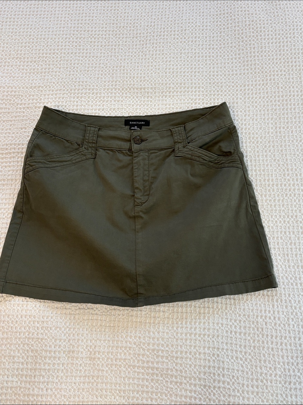 Sanctuary Olive Mini Skirt with Front Pockets